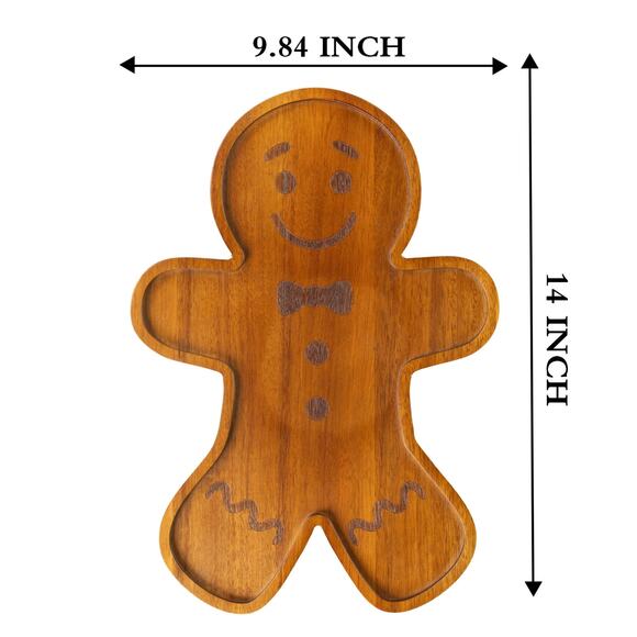Christmas Acacia Wood Gingerbread Man Charcuterie Board Holiday Party Serve Tray - Picture 6 of 6